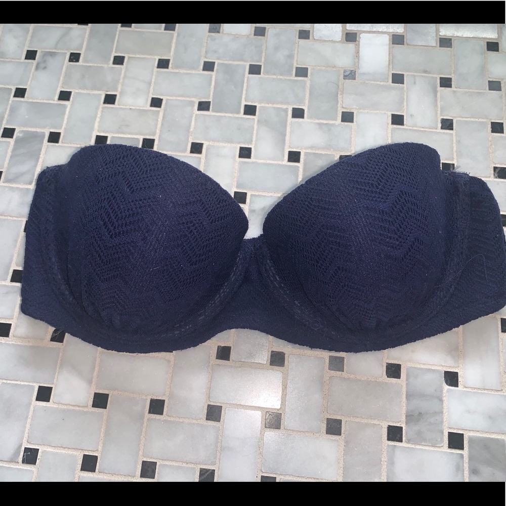 Navy Blue Strapless Bikini Top
